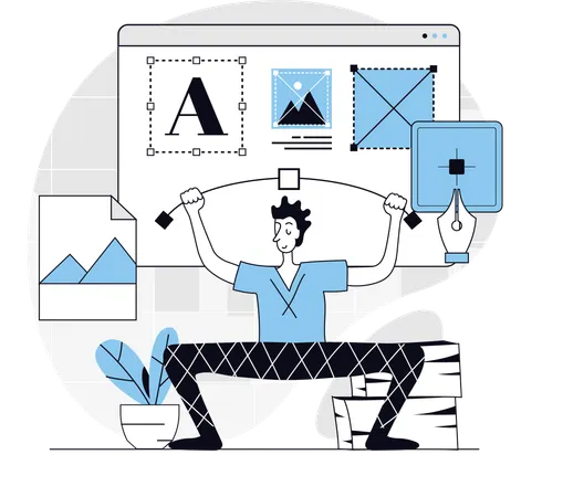 Designer working on UI application  Illustration