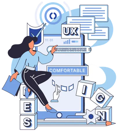 Designer working on ux design  Illustration