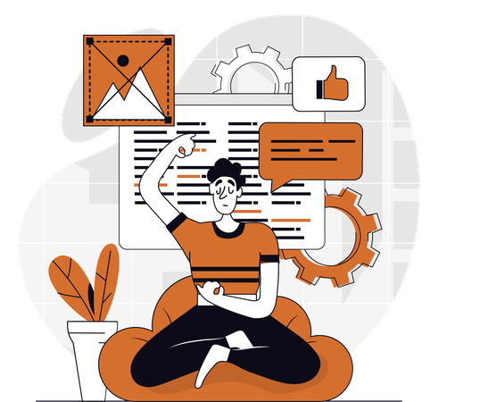Designer working on web design  Illustration