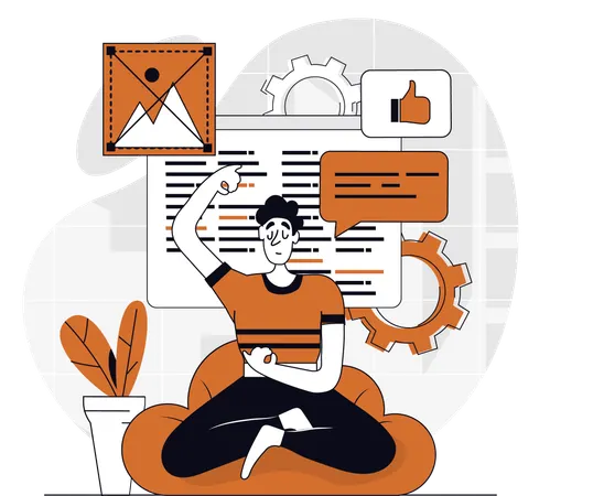 Designer working on web design  Illustration
