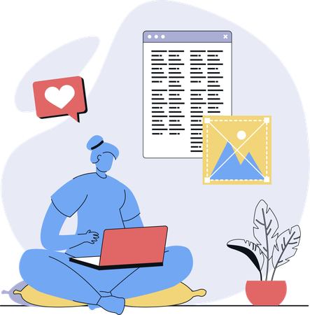 Designer working on web designing  Illustration