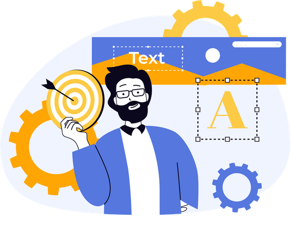 Designer working on web template  Illustration