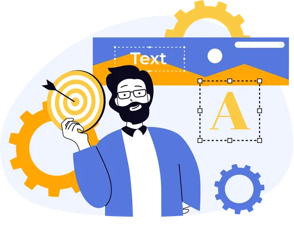 Designer working on web template  Illustration