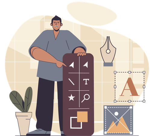 Designer working on web template  Illustration