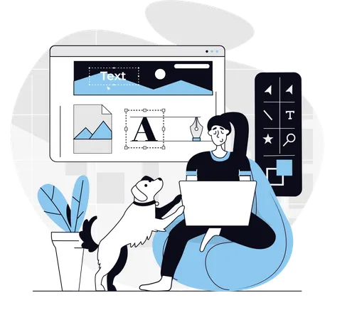 Designer working on website design  Illustration