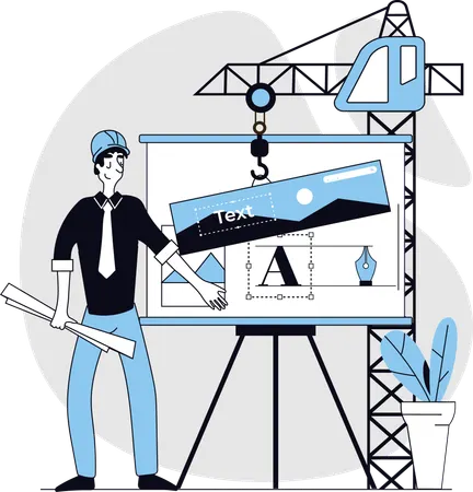 Designer works for user interface application  Illustration
