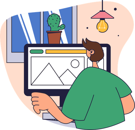 Designer works from home  Illustration