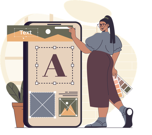 Designer works on online design  Illustration