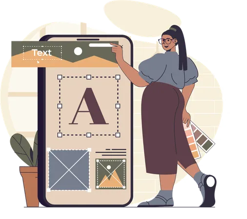 Designer works on online design  Illustration