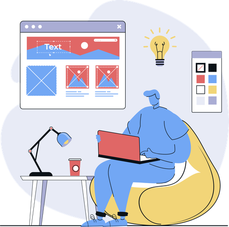 Designer works on user interface application  Illustration