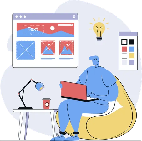 Designer works on user interface application  Illustration