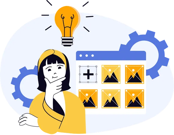 Designer works on web content  Illustration