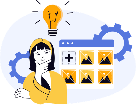 Designer works on web content Illustration