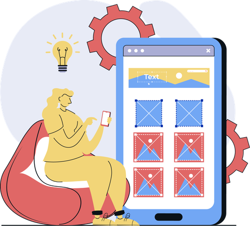 Designer works on web design  Illustration