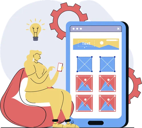 Designer works on web design  Illustration
