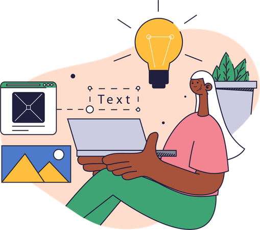 Designer works on web designing  Illustration