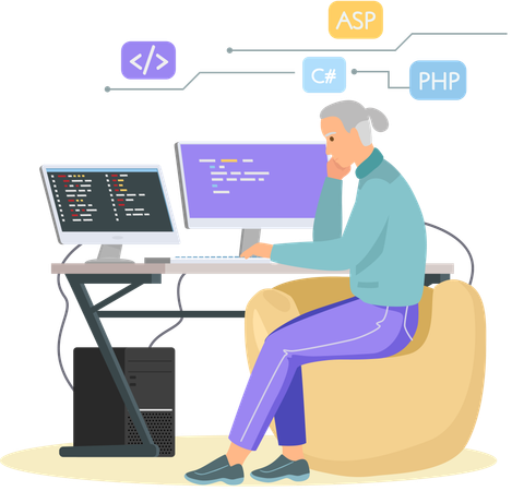Designerin arbeitet an Webseite  Illustration