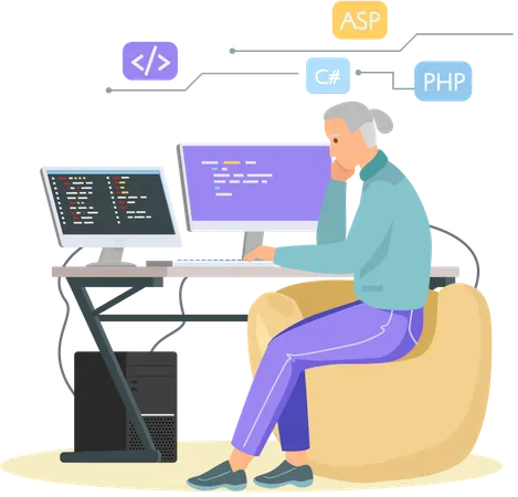 Designerin arbeitet an Webseite  Illustration