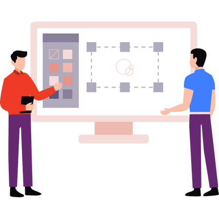 Designers estão discutindo o plano gráfico  Ilustração