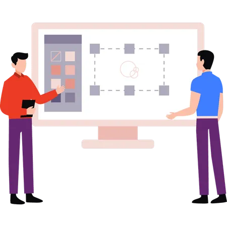 Designers estão discutindo o plano gráfico  Ilustração