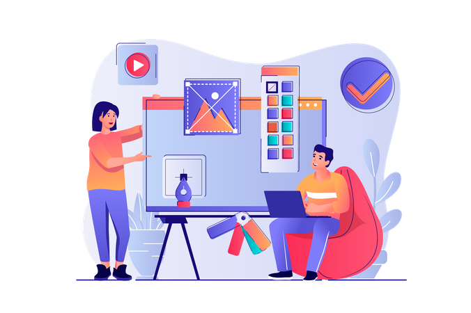 Designers team create website layout  Illustration