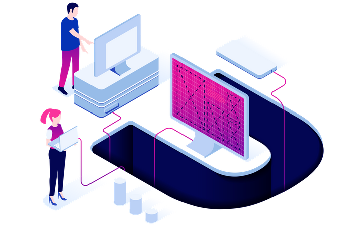 Designers working on website layout  Illustration