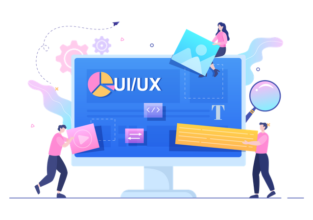 Designers working on website ui-ux designing  Illustration