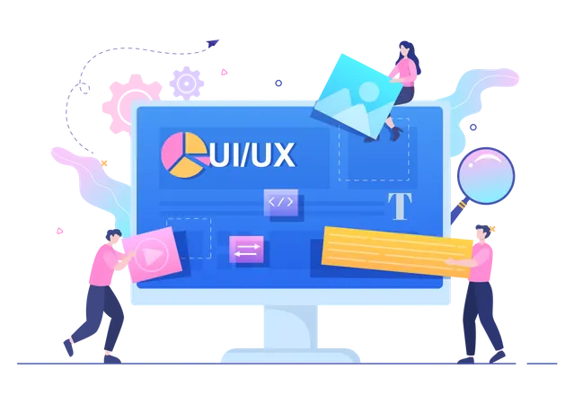 Designers working on website ui-ux designing  Illustration