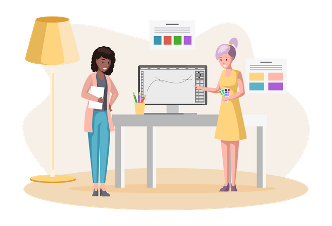 Designerteam arbeitet an Projekt  Illustration