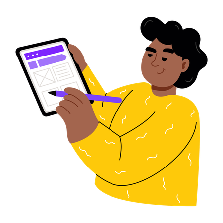 Designing working on app designing  Illustration