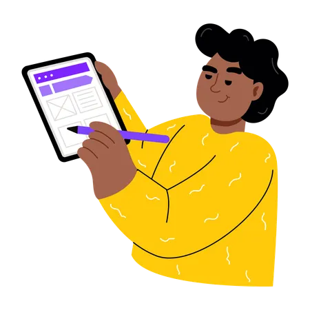 Designing working on app designing  Illustration