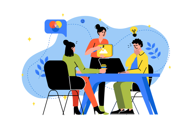 Designteam arbeitet gemeinsam an einer Idee  Illustration