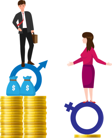Desigualdad entre los salarios de hombres y mujeres  Ilustración