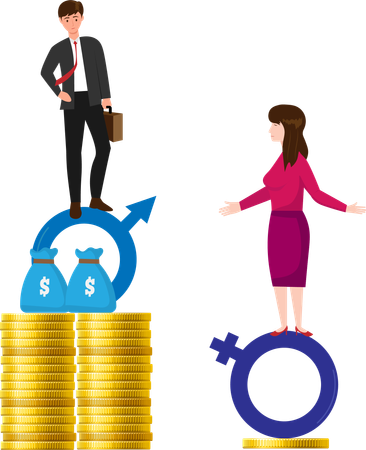 Desigualdade entre salários de homens e mulheres  Ilustração
