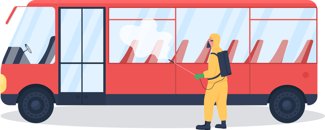 Desinfektion öffentlicher Verkehrsmittel gegen Viren  Illustration