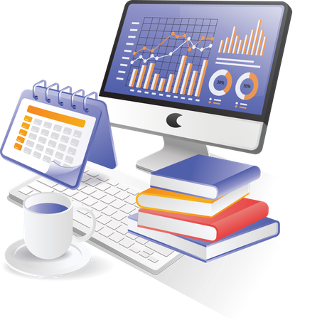 Desktop business data analyst  Illustration