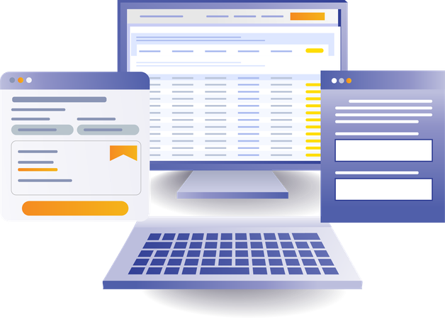 Desktop company account business data analysis  Illustration