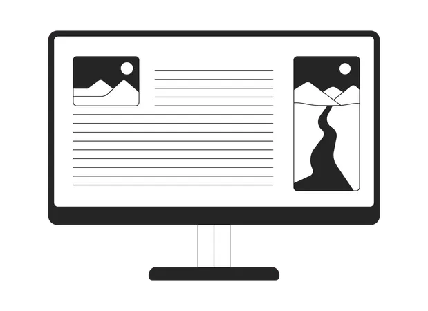 Desktop monitor with web article  Illustration