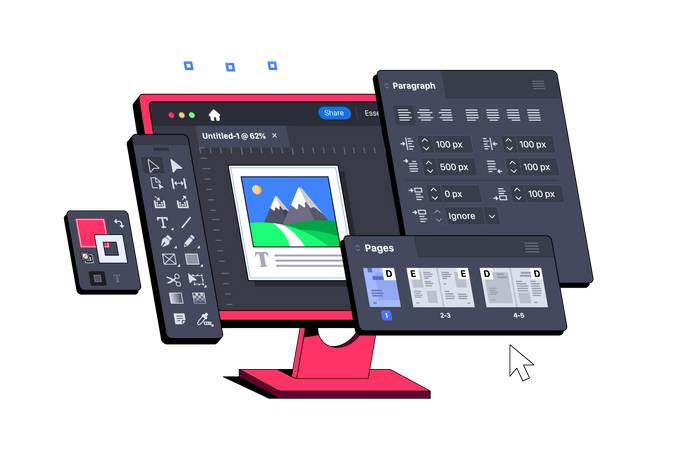 Desktop Publishing and Page Layout Design Software Application  Illustration