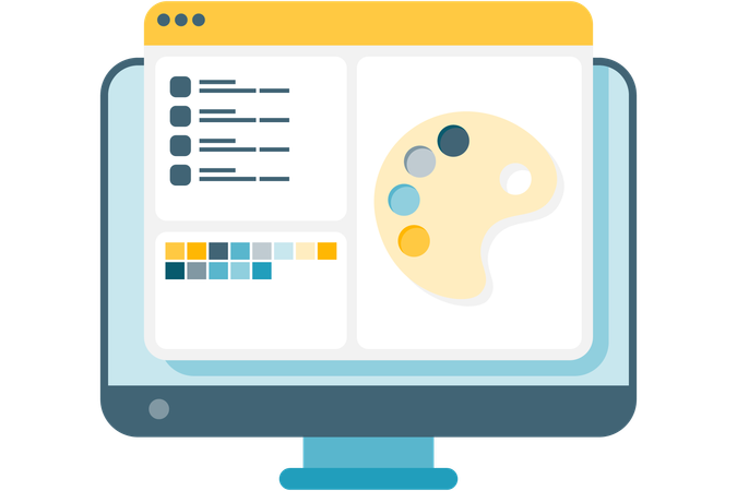 Desktop with creative tools  Illustration