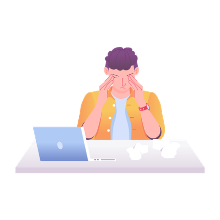 Despair man with laptop  Illustration