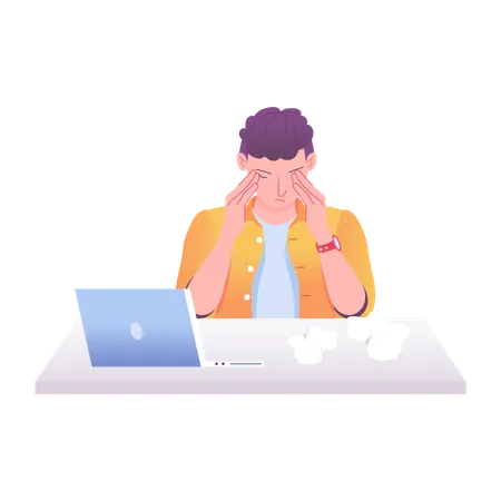 Despair man with laptop  Illustration