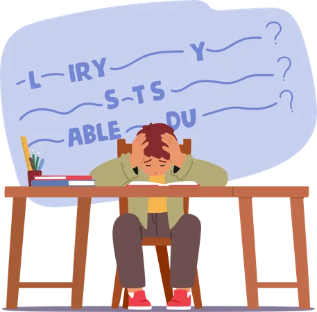 Despondent Child Weighed Down By Homework Battles Stress Tears Well Up As They Grapple With The Academic Burden Schoolboy Character Feeling Overwhelmed And Dejected Cartoon Vector Illustration Illustration