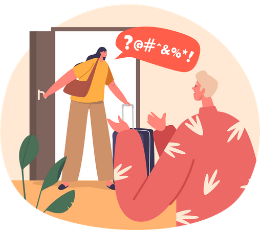 Después de un tumultuoso viaje, un hombre y una mujer decidieron separarse  Ilustración