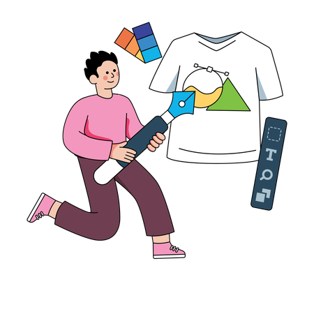 Dessin d'homme peint sur un t-shirt  Illustration