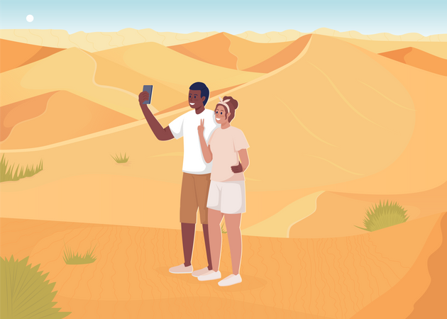 Destino de vacaciones en el desierto  Ilustración