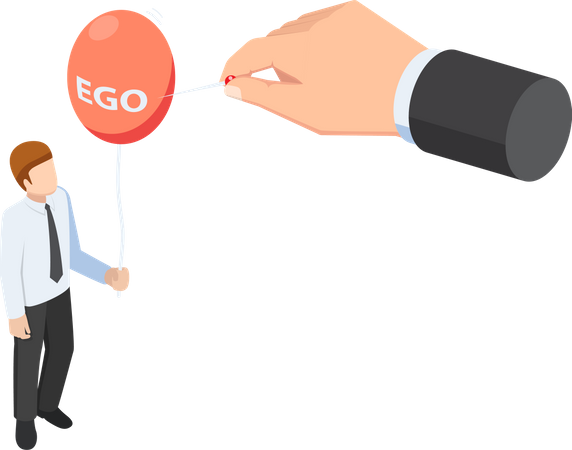 Destroy ego balloon of businessman Illustration