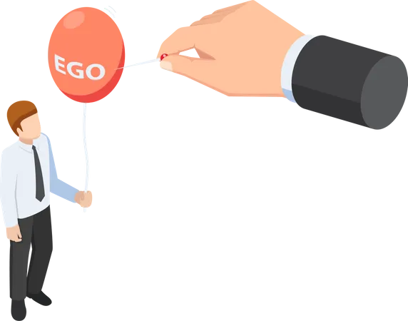 Destroy ego balloon of businessman Illustration