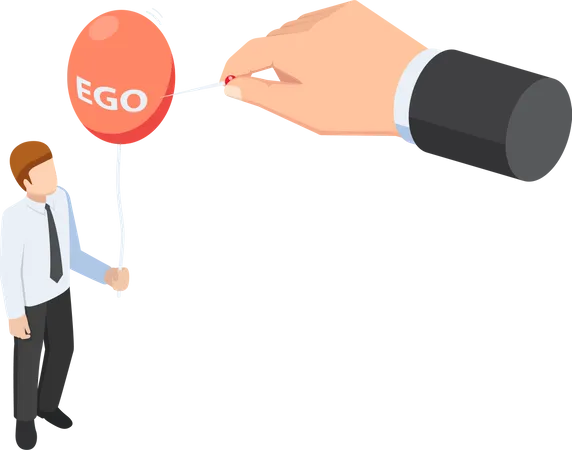 Destroy ego balloon of businessman  Illustration