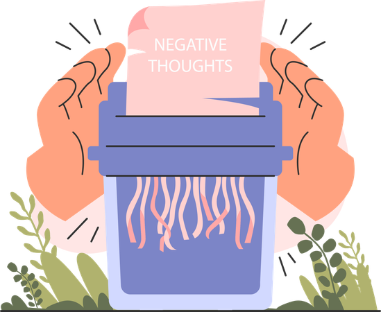 Destroyed negative thoughts  Illustration